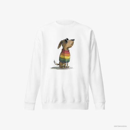 Beagle Wearing Rainbow Outfit White Sweatshirt