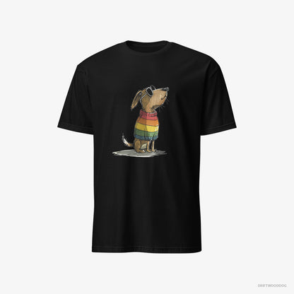 Beagle Wearing Rainbow Outfit Black T-Shirt