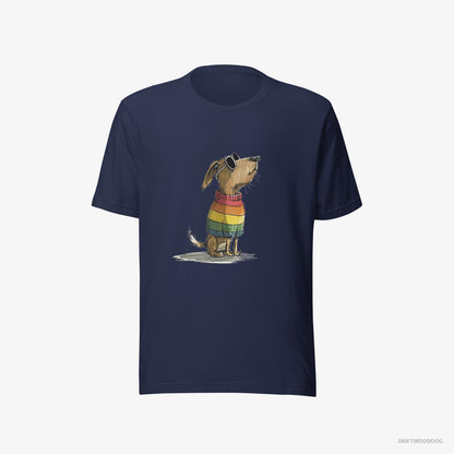 Beagle Wearing Rainbow Outfit Navy T-Shirt