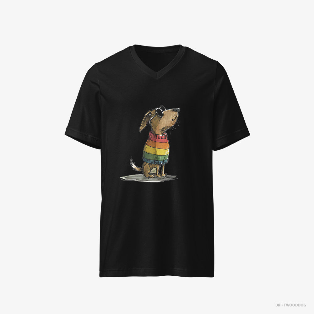 Beagle Wearing Rainbow Outfit – Men's T-Shirt Black V-Neck – V-Neck