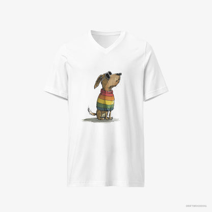 Beagle Wearing Rainbow Outfit White T-Shirt