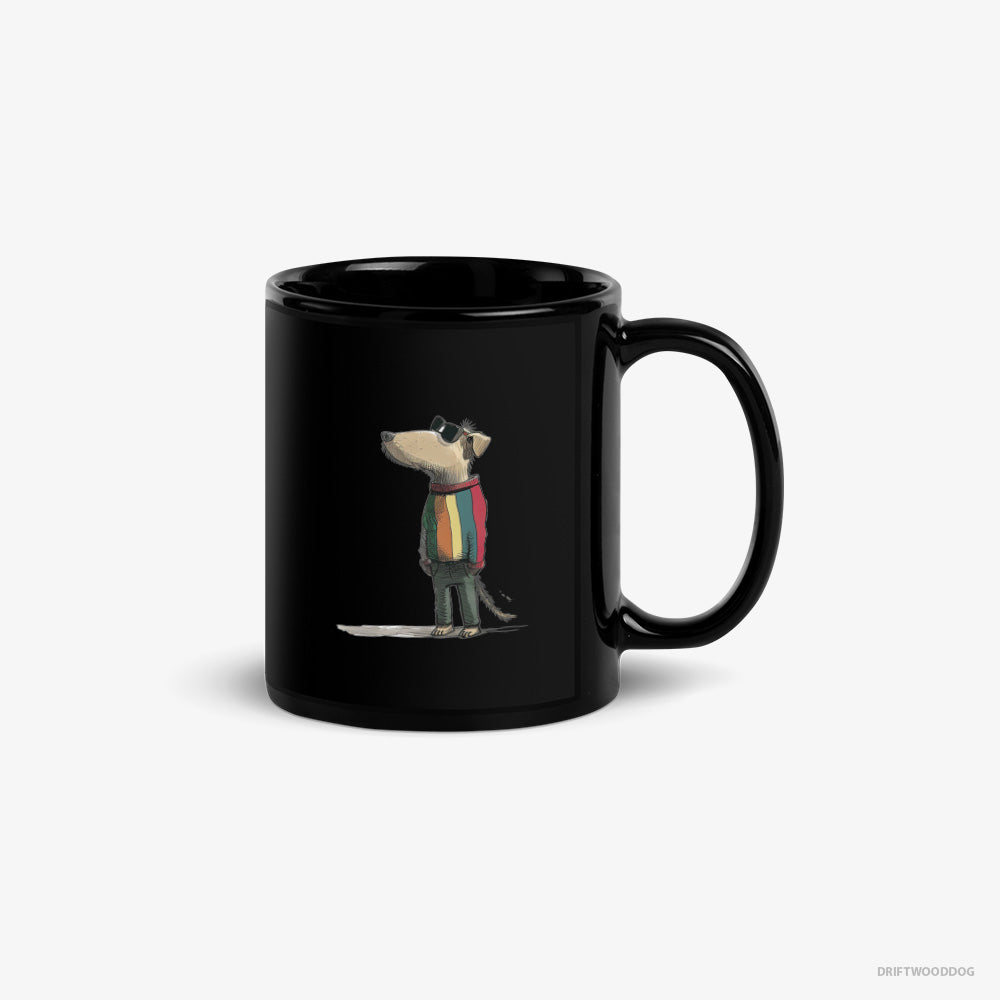 Beagle Mug – Unisex Black Mug Classic – Dressed in Rainbow Attire (on White Background)