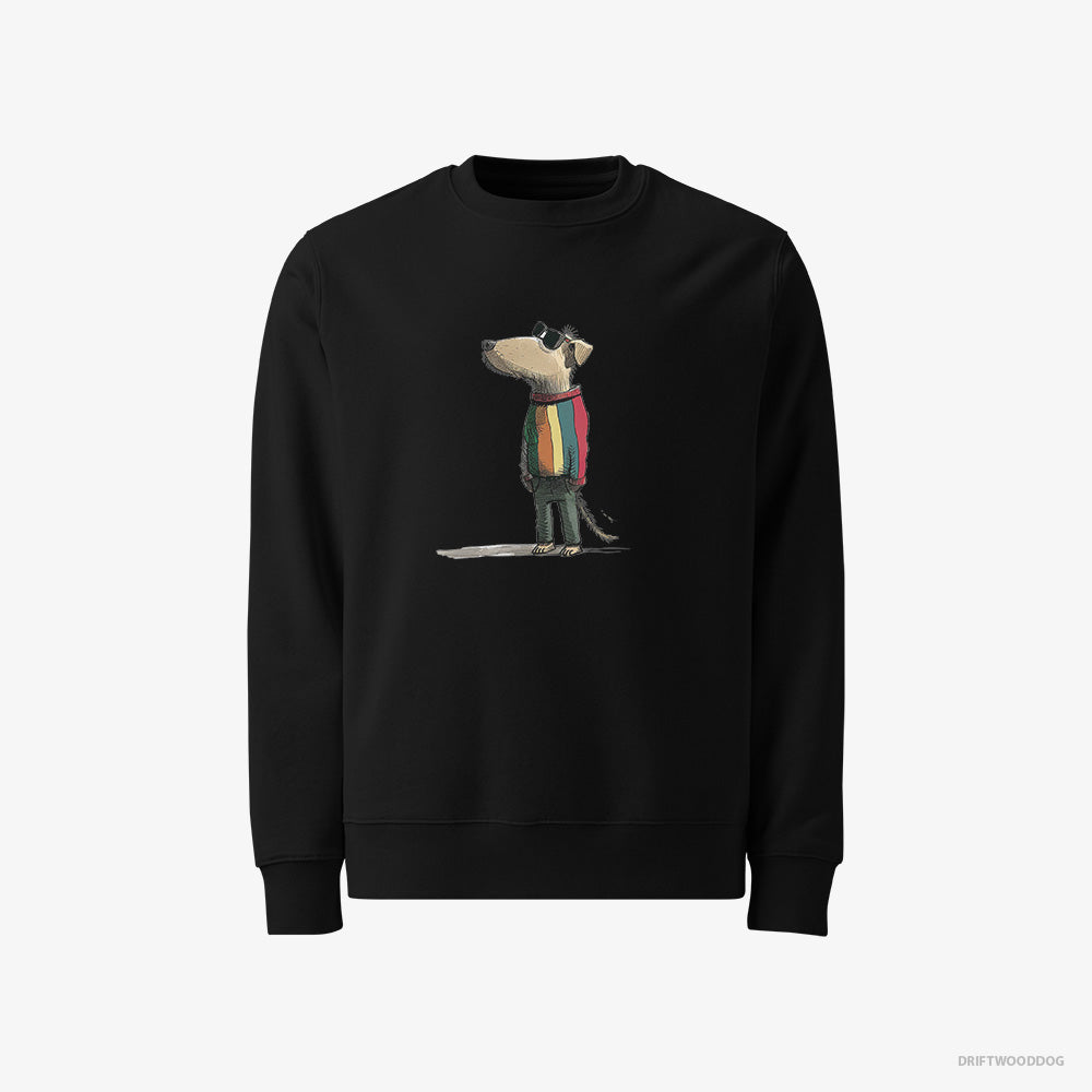 Beagle Sweatshirt – Men Black Sweatshirt Classic – Dressed in Rainbow Attire (on White Background)