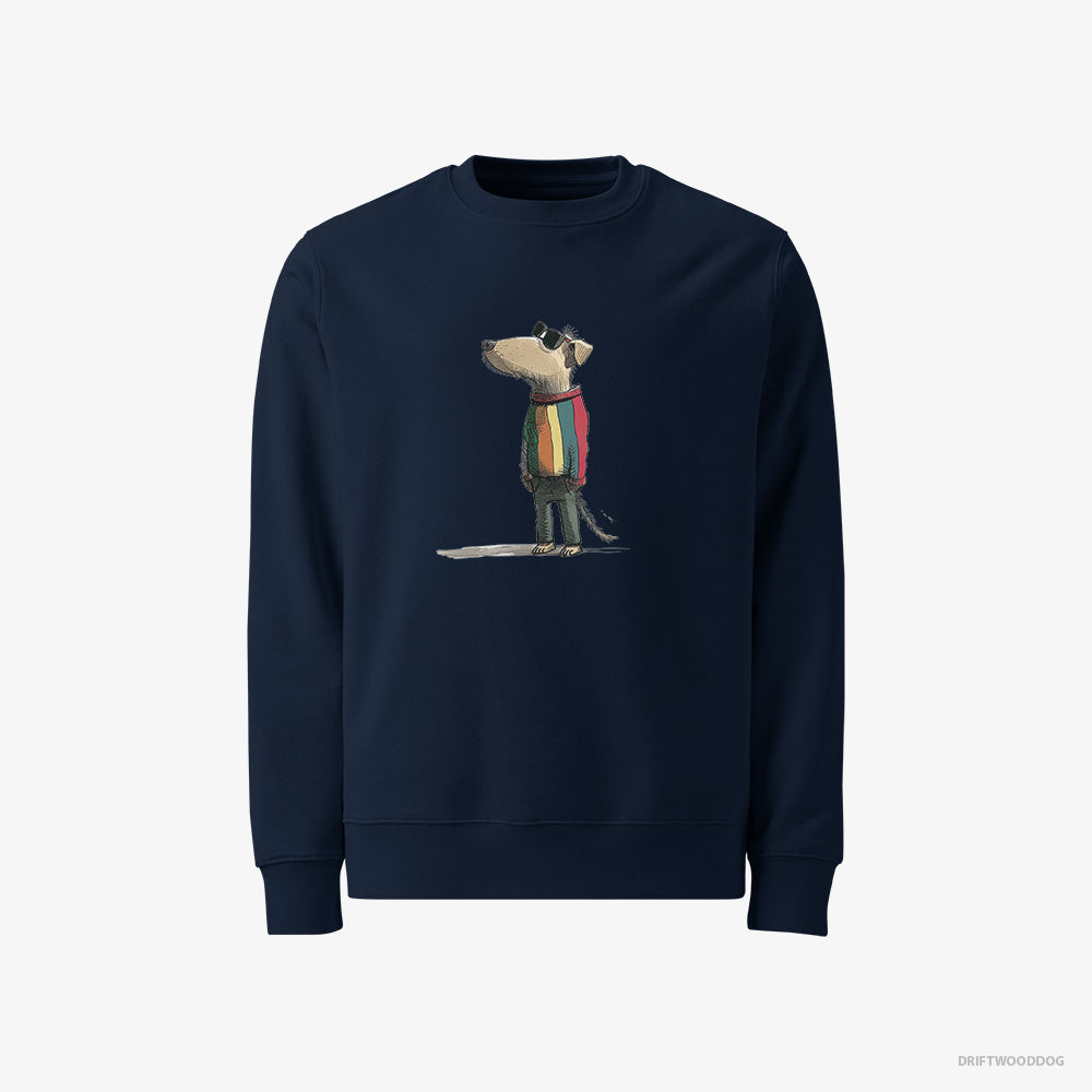 Beagle Sweatshirt – Men Navy Sweatshirt Classic – Dressed in Rainbow Attire (on White Background)