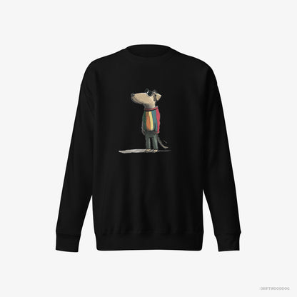 Beagle Sweatshirt – Men Black Sweatshirt Eco-Friendly – Dressed in Rainbow Attire (on White Background)