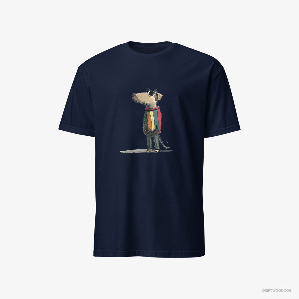 Beagle T-Shirt – Men Navy T-Shirt Classic – Dressed in Rainbow Attire (on White Background)