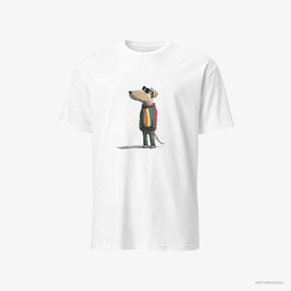 Beagle T-Shirt – Men White T-Shirt Classic – Dressed in Rainbow Attire (on White Background)