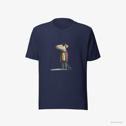 Beagle Dressed in Rainbow Attire Navy T-Shirt