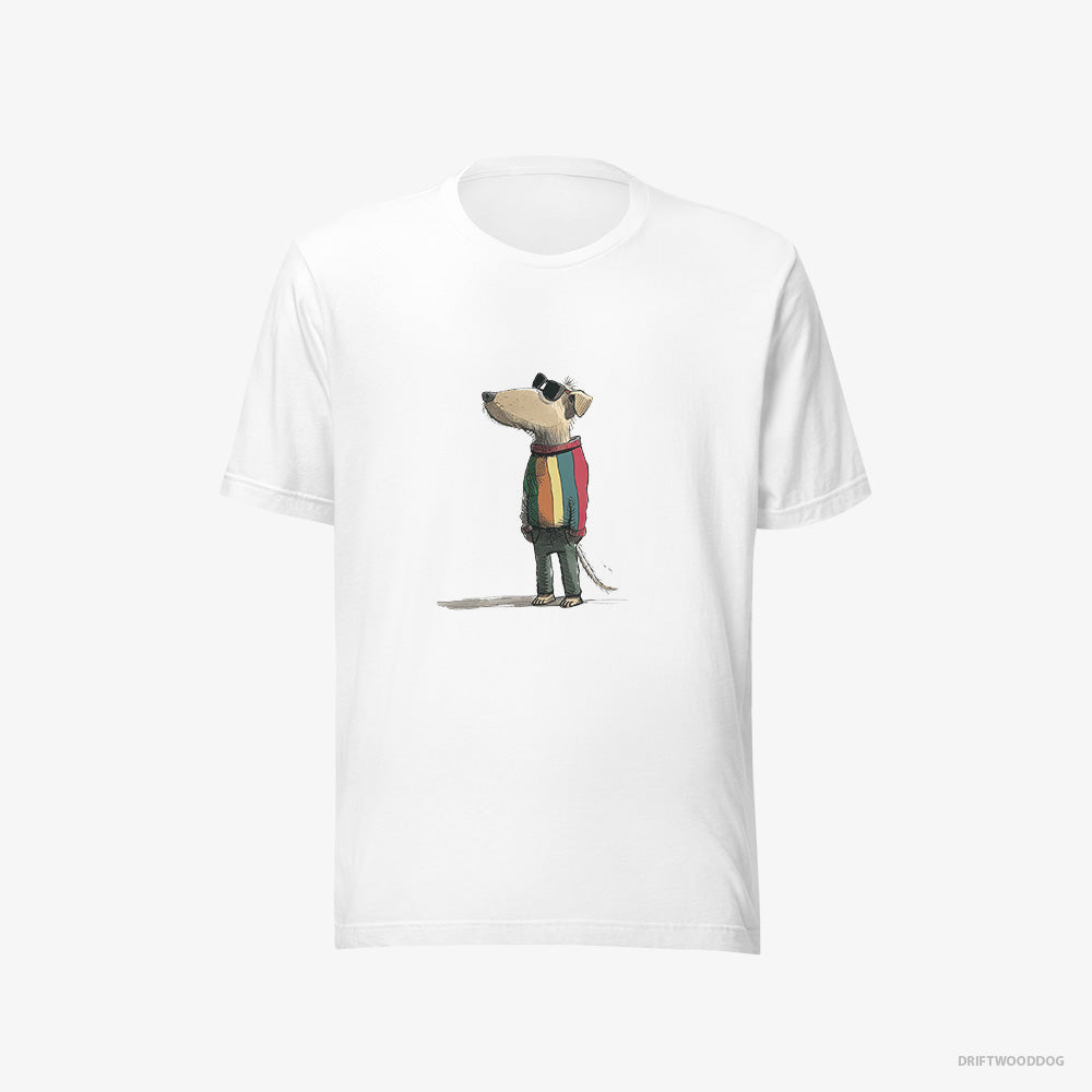 Beagle T-Shirt – Men White T-Shirt Eco-Friendly – Dressed in Rainbow Attire (on White Background)