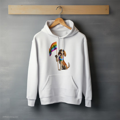 Beagle Holding LGBTQ+ Flag Hoodie – Unisex Hoodie for Dog Lovers