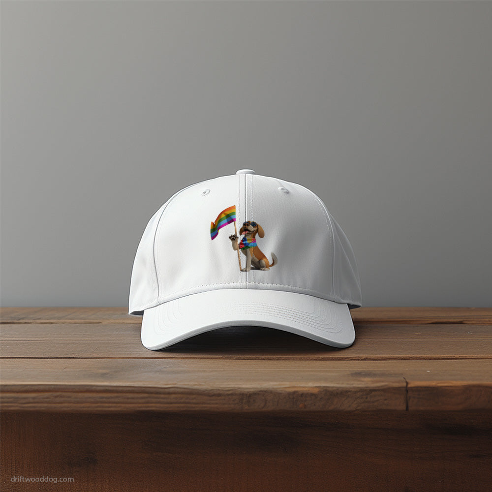 Beagle Holding LGBTQ+ Flag Hat – Unique Dog-Themed Hats for Dog Lovers