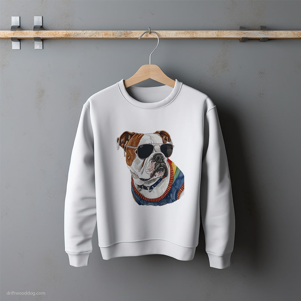 Bulldog Wearing Sunglasses Sweatshirt – Unisex Sweatshirt for Dog Lovers