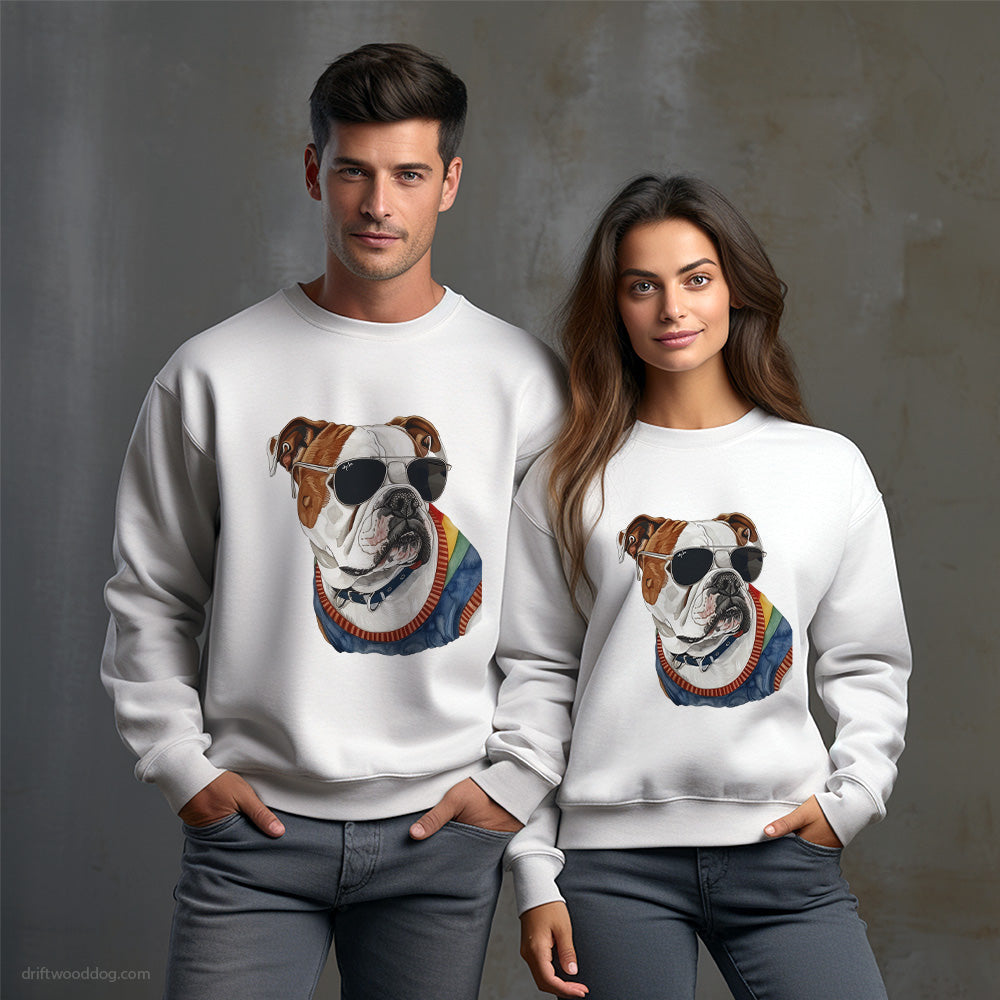 Bulldog Wearing Sunglasses Sweatshirt – Unisex Sweatshirt for Dog Owners