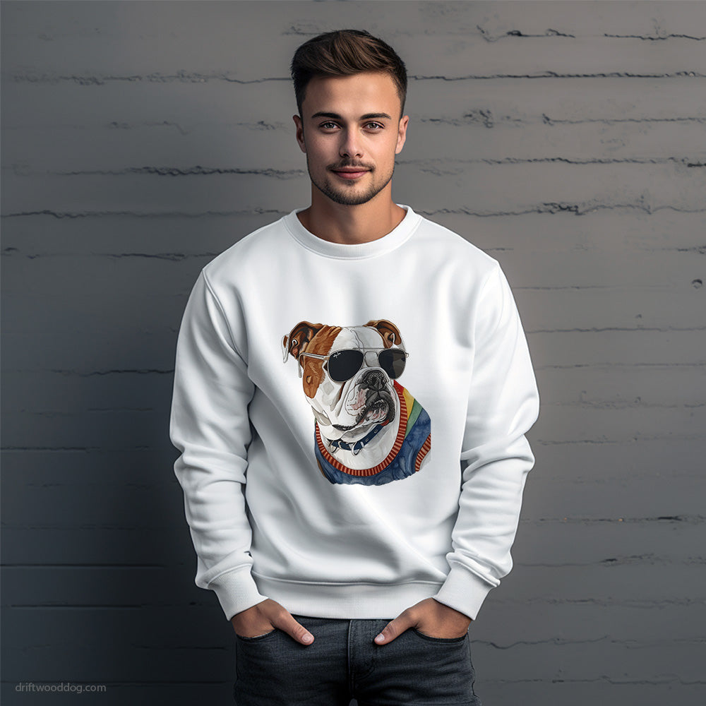 Bulldog Wearing Sunglasses Sweatshirt – Unique Dog Sweatshirt for Men