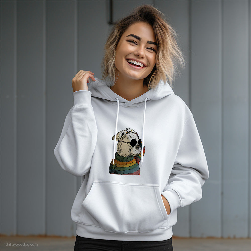 Bulldog Eager for Pride Hoodie – Dog Graphic Hoodie for Women