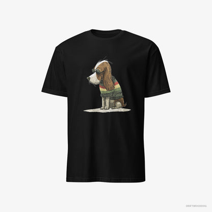 Cavalier King Charles Spaniel Wearing Rainbow Outfit Black T-Shirt