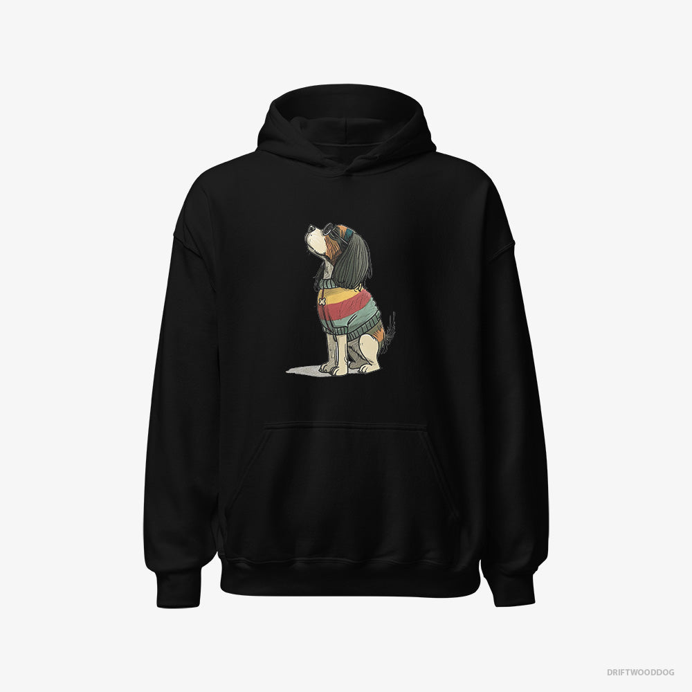 Cavalier King Charles Spaniel Hoodie – Men Black Hoodie Classic – Excited for Pride (on White Background)