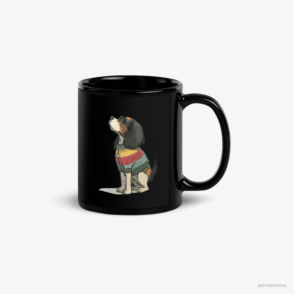 Cavalier King Charles Spaniel Mug – Unisex Black Mug Classic – Excited for Pride (on White Background)