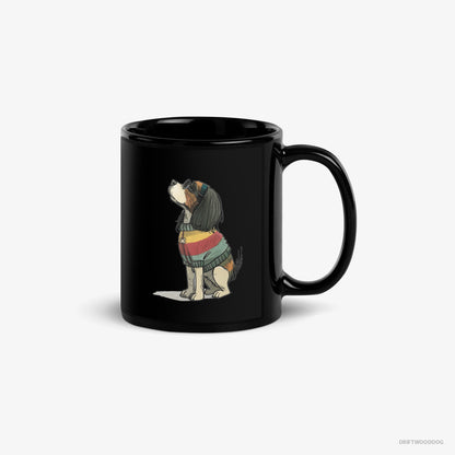 Cavalier King Charles Spaniel Mug – Unisex Black Mug Classic – Excited for Pride (on White Background)