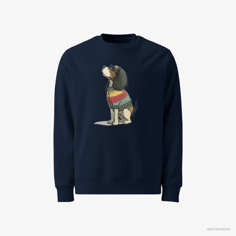 Cavalier King Charles Spaniel Sweatshirt – Men Navy Sweatshirt Classic – Excited for Pride (on White Background)