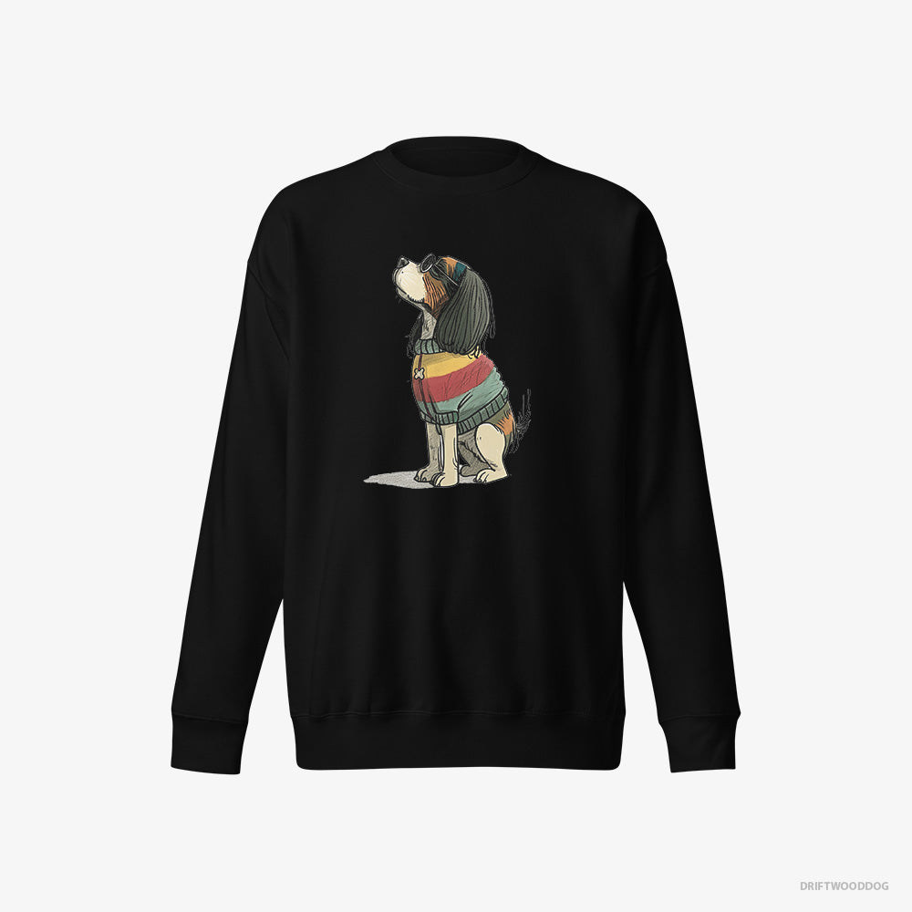 Cavalier King Charles Spaniel Sweatshirt – Women Black Sweatshirt Eco-Friendly – Excited for Pride (on White Background)