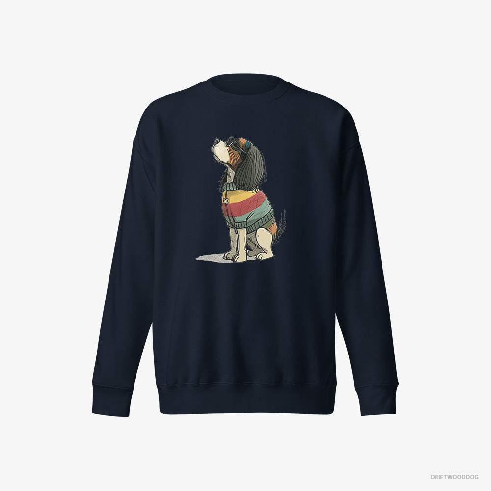 Cavalier King Charles Spaniel Sweatshirt – Men Navy Sweatshirt Eco-Friendly – Excited for Pride (on White Background)