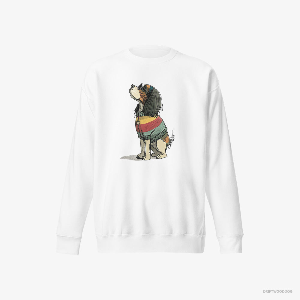 Cavalier King Charles Spaniel Sweatshirt – Men White Sweatshirt Eco-Friendly – Excited for Pride (on White Background)