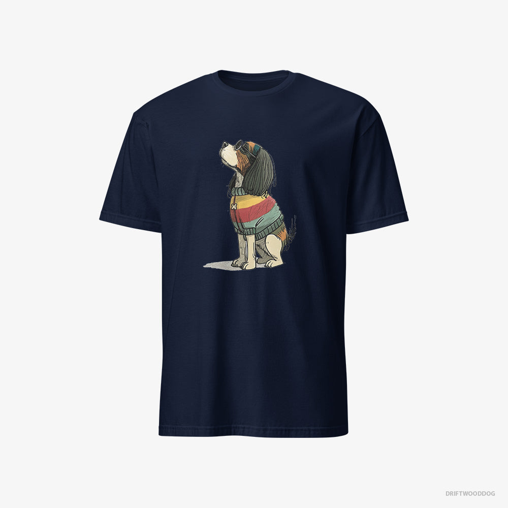 Cavalier King Charles Spaniel T-Shirt – Men Navy T-Shirt Classic – Excited for Pride (on White Background)