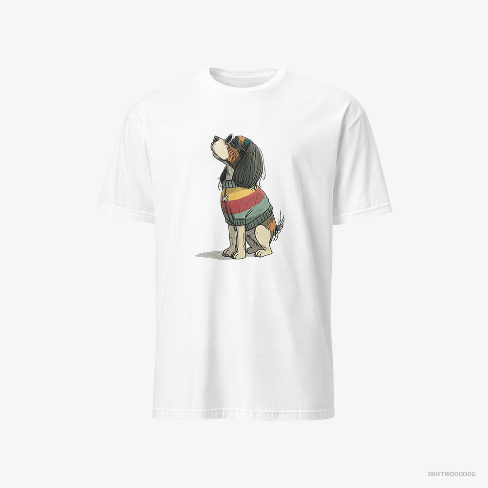 Cavalier King Charles Spaniel T-Shirt – Men White T-Shirt Classic – Excited for Pride (on White Background)