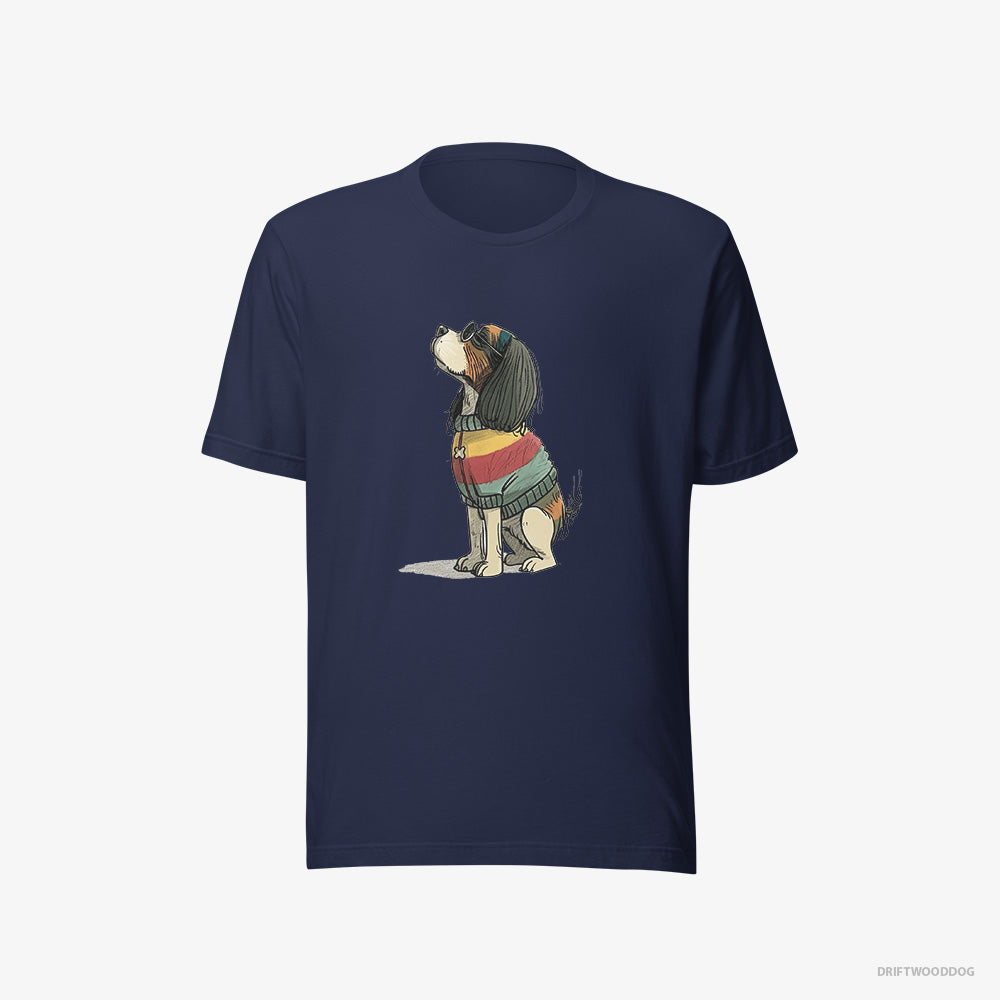 Cavalier King Charles Spaniel T-Shirt – Men Navy T-Shirt Eco-Friendly – Excited for Pride (on White Background)