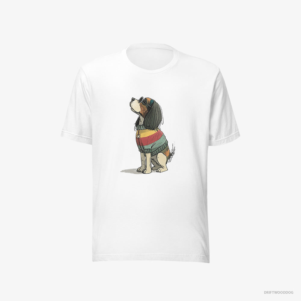 Cavalier King Charles Spaniel T-Shirt – Men White T-Shirt Eco-Friendly – Excited for Pride (on White Background)