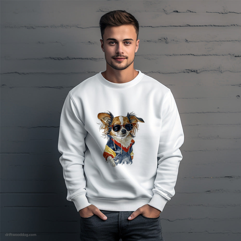 Chihuahua Wearing Rainbow Outfit Sweatshirt – Unique Dog Sweatshirt for Men