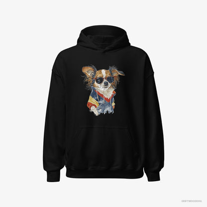 Chihuahua Hoodie – Men Black Hoodie Classic – Wearing Rainbow Outfit (on White Background)