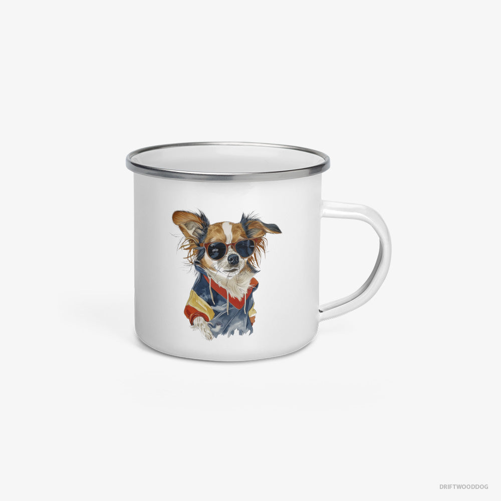 Chihuahua Wearing Rainbow Outfit Enamel Mug