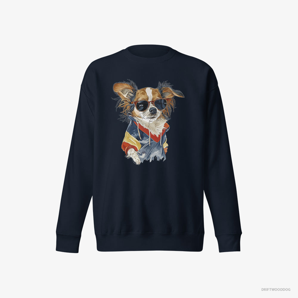 Chihuahua Wearing Rainbow Outfit – Women's Sweatshirt Navy Eco – Eco-Friendly