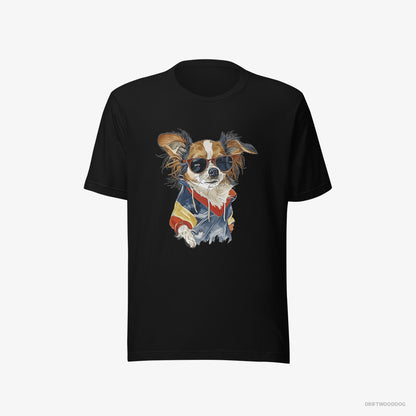 Chihuahua T-Shirt – Men Black T-Shirt Eco-Friendly – Wearing Rainbow Outfit (on White Background)