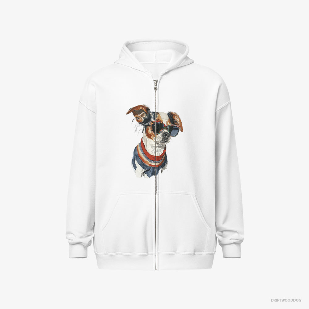 Chihuahua Hoodie – Men White Hoodie Full-Zip – Ready for Pride (on White Background)