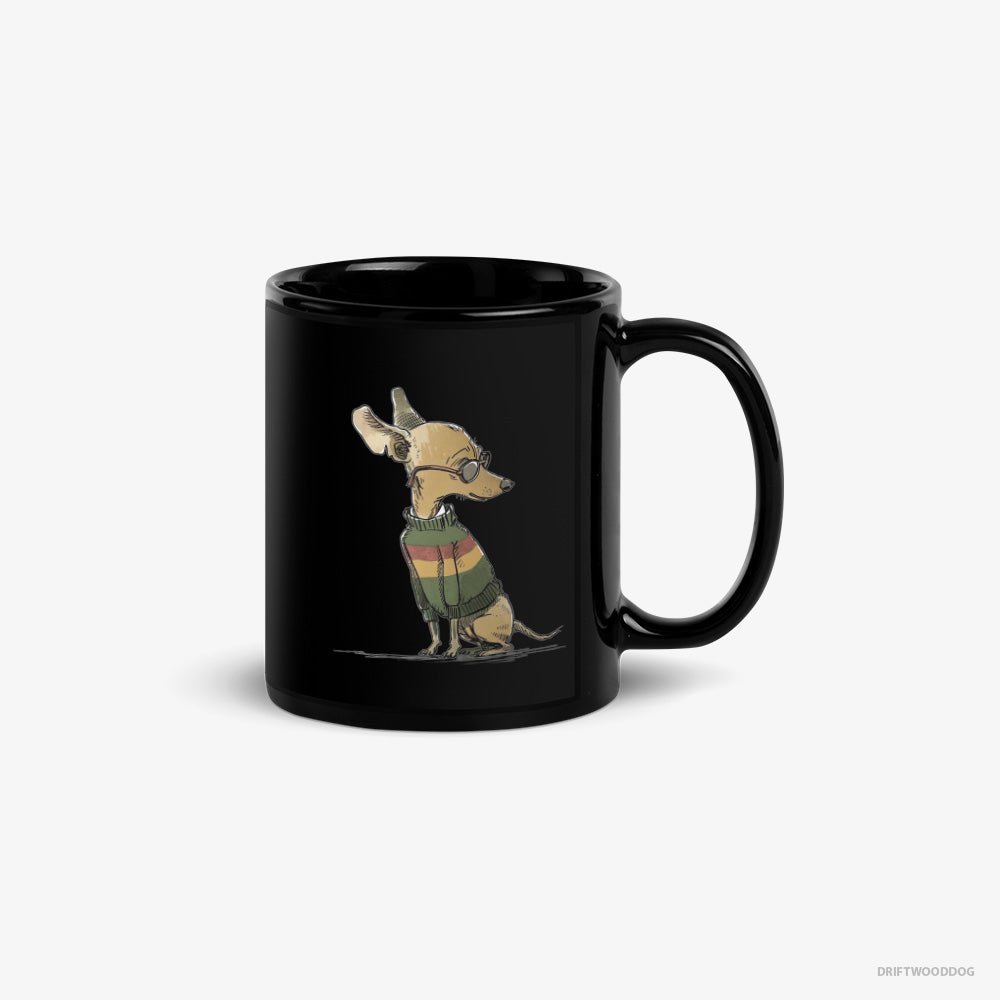 Chihuahua Mug – Unisex Black Mug Classic – All Set for Pride (on White Background)