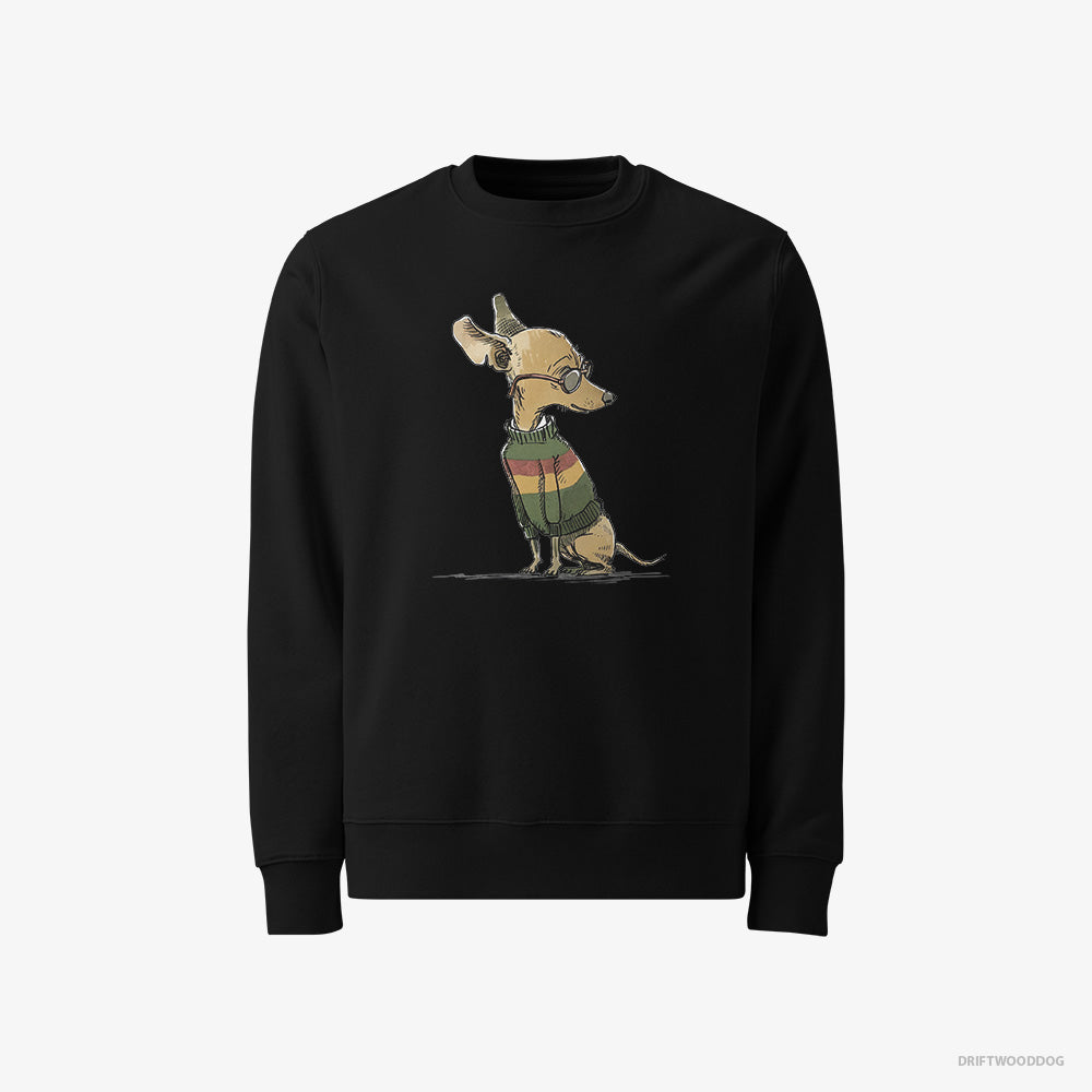 Chihuahua Sweatshirt – Men Black Sweatshirt Classic – All Set for Pride (on White Background)