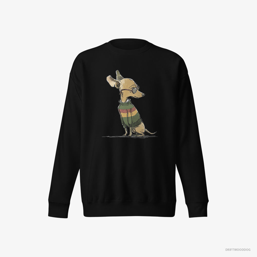 Chihuahua Sweatshirt – Men Black Sweatshirt Eco-Friendly – All Set for Pride (on White Background)