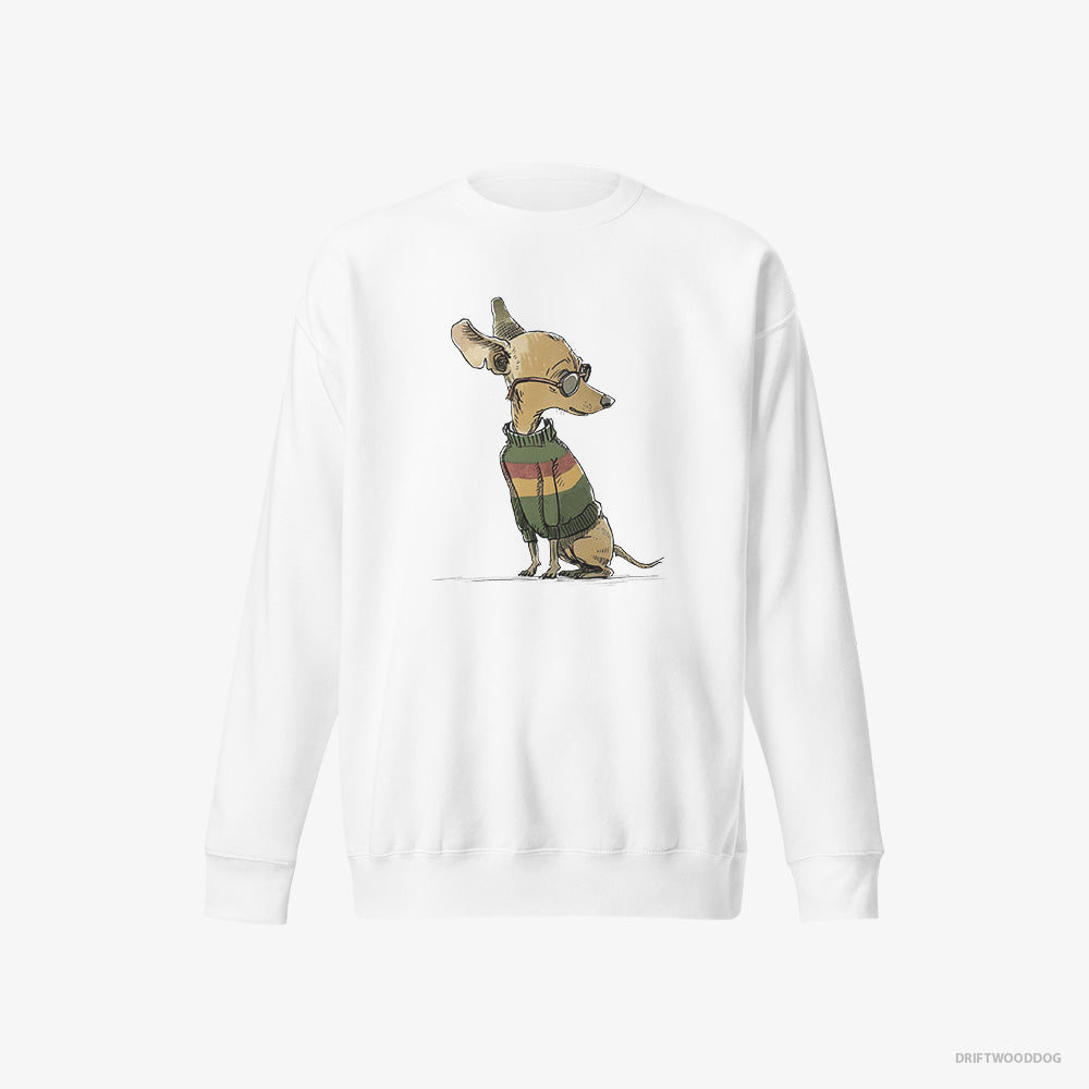 Chihuahua Sweatshirt – Men White Sweatshirt Eco-Friendly – All Set for Pride (on White Background)