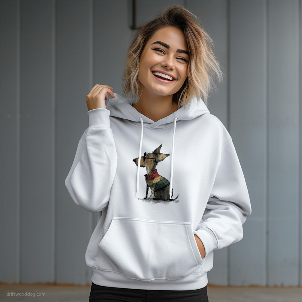 Chihuahua Wearing Rainbow Outfit Hoodie – Dog Graphic Hoodie for Women