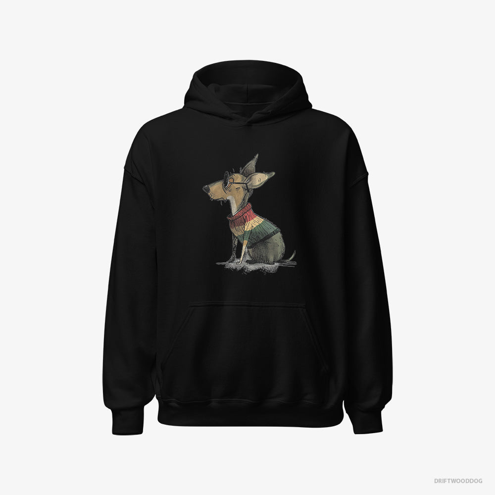 Chihuahua Hoodie – Men Black Hoodie Classic – Wearing Rainbow Outfit (on White Background)