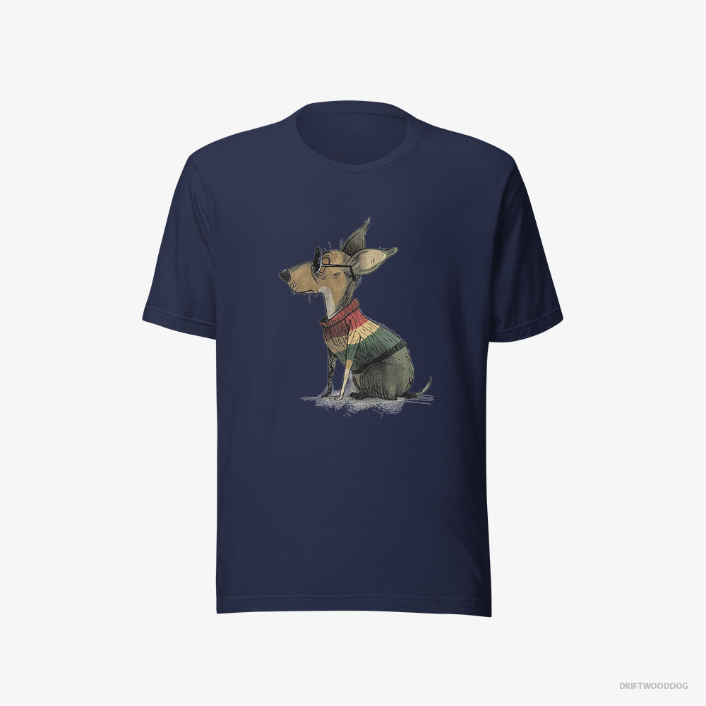 Chihuahua T-Shirt – Men Navy T-Shirt Eco-Friendly – Wearing Rainbow Outfit (on White Background)