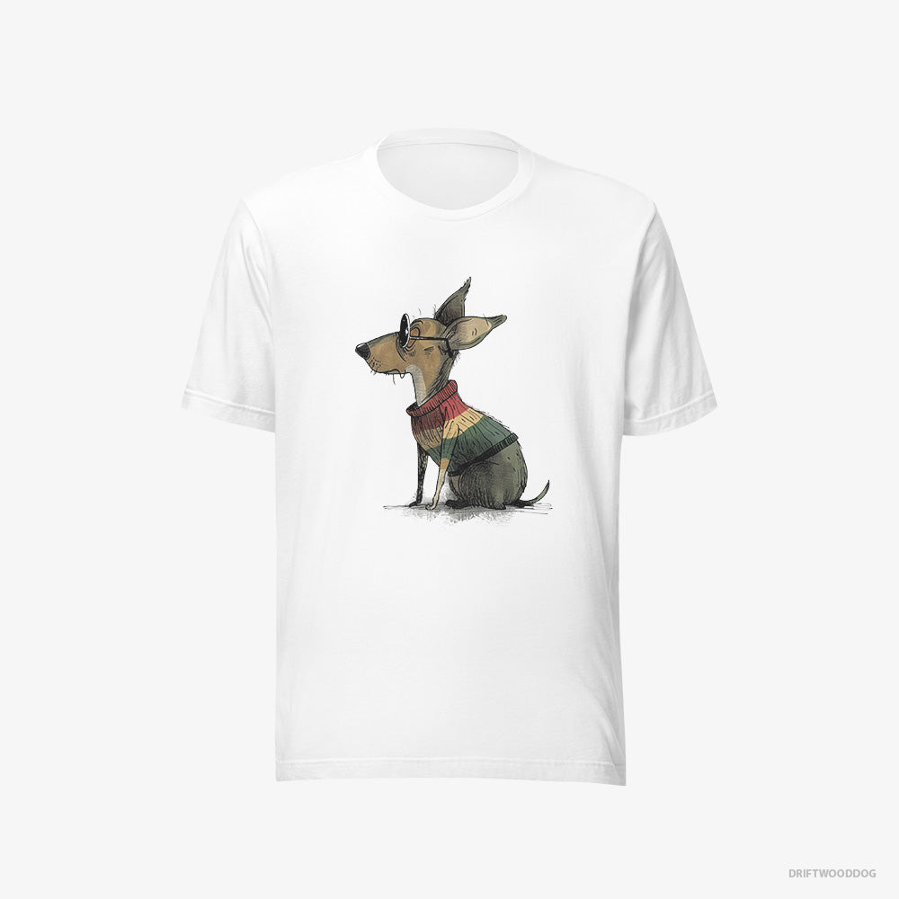 Chihuahua T-Shirt – Men White T-Shirt Eco-Friendly – Wearing Rainbow Outfit (on White Background)