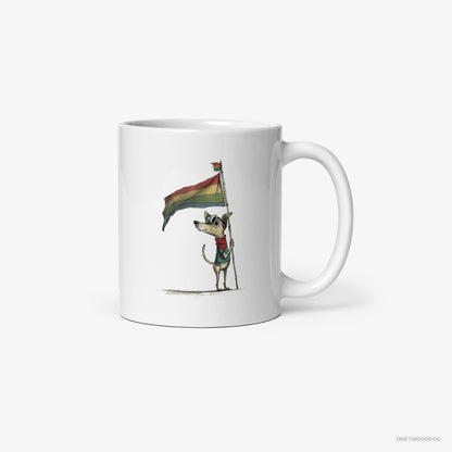 Chihuahua Holding Pride Flag White Mug