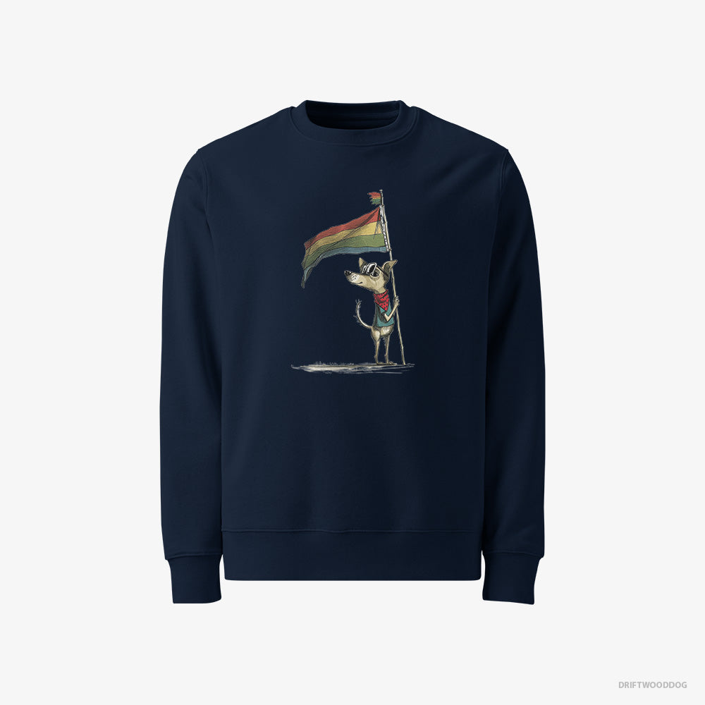 Chihuahua Holding Pride Flag – Women's Sweatshirt Navy – Classic