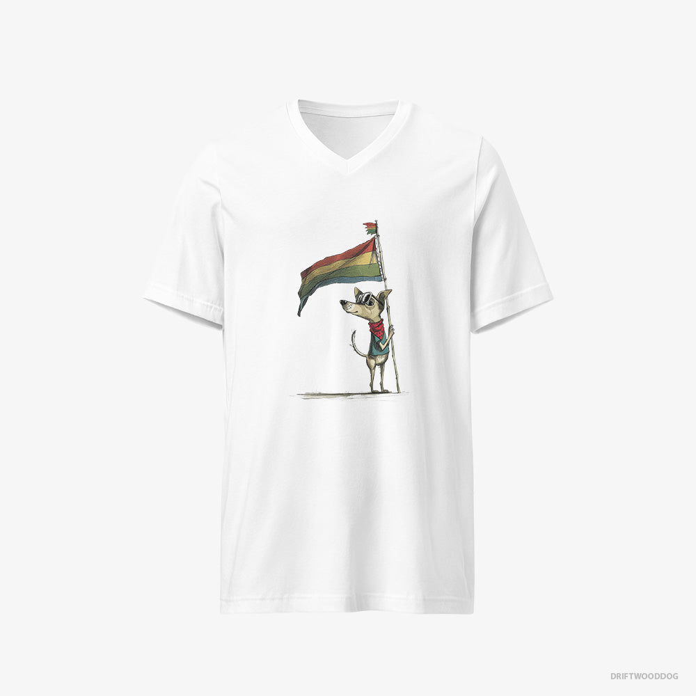 Chihuahua Holding Pride Flag V-Neck T-Shirt