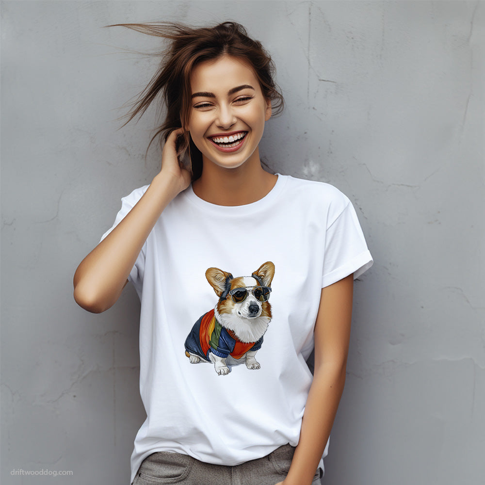 Corgi Dressed in Rainbow Attire T-Shirt – Custom Dog T-Shirts for Women