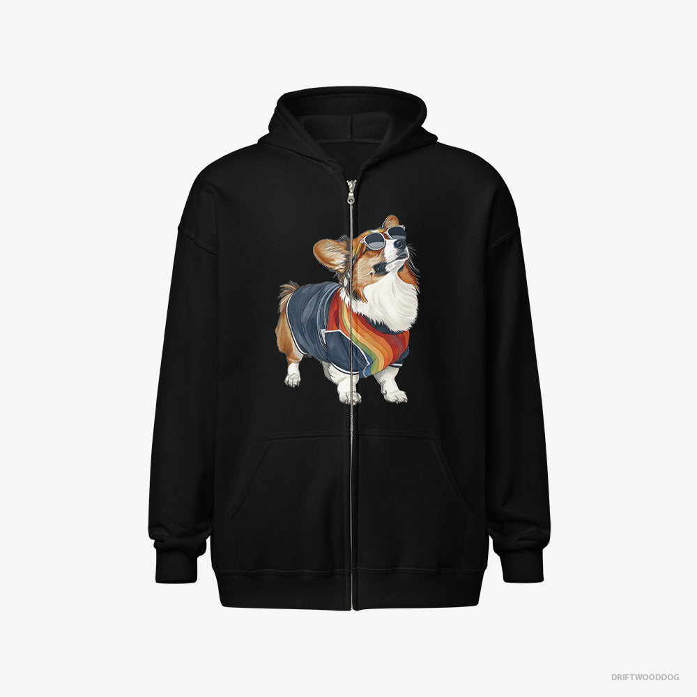 Corgi Sporting Rainbow Clothing Full-Zip Hoodie